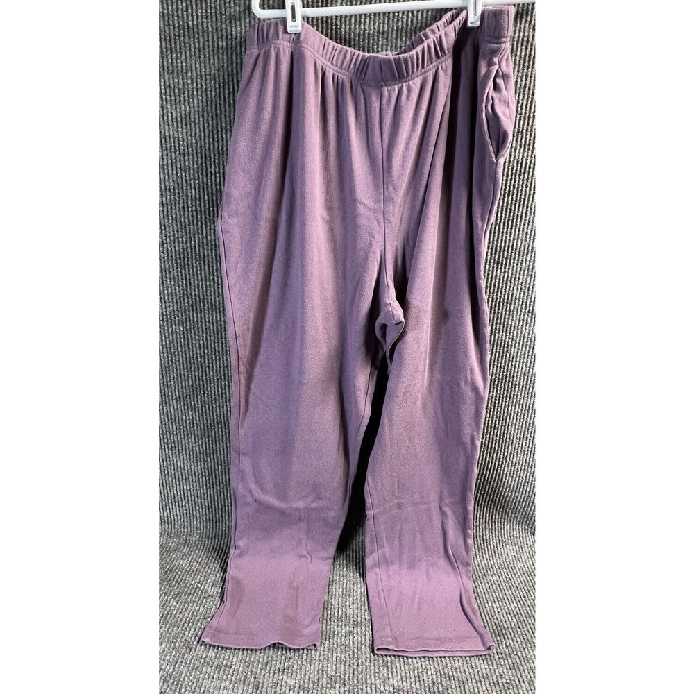 Roamans Pants Womens 2X Purple Pull On Stretch Elastic Waist Cotton Blend